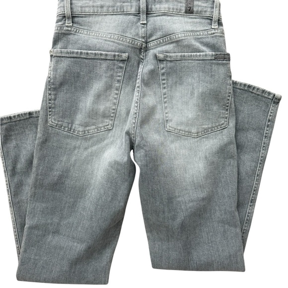 7 for All Mankind High Waist Cropped Straight Gray Jeans Size 26 - Picture 3 of 7